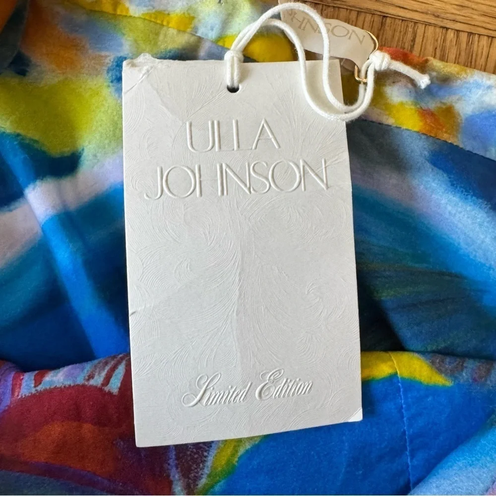 NWT Ulla Johnson 4 Nora Skirt Tuck Shara Hughes Ruffle Slit Abstract Art To Wear